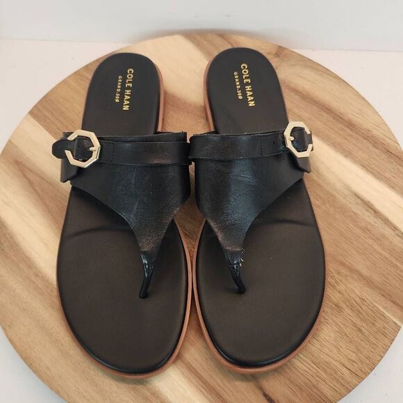 Cole Haan Grand 360 Felicity Leather Sandal Size 10 B Women's Black - Picture 3 of 10